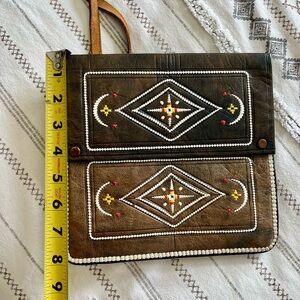Embroidered Leather Crossbody Bag